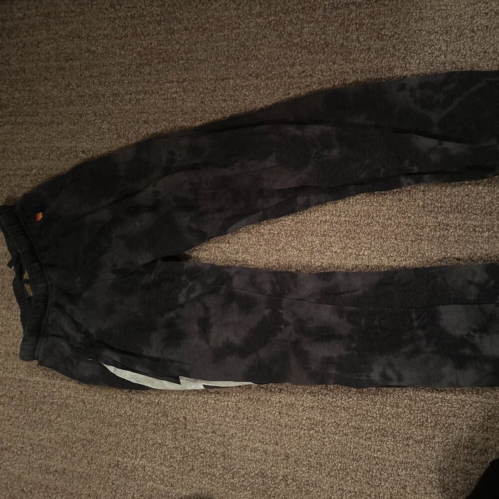 Aviator Nation Black and Grey Dye Sweatpants